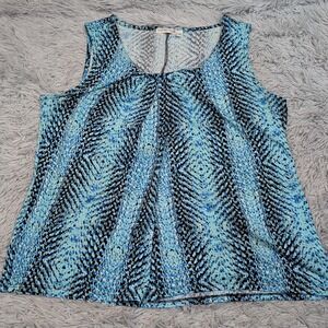 Notations Shirt‎ Womens 1X Blue Blouse Top Sleeveless Casual Comfort Preppy